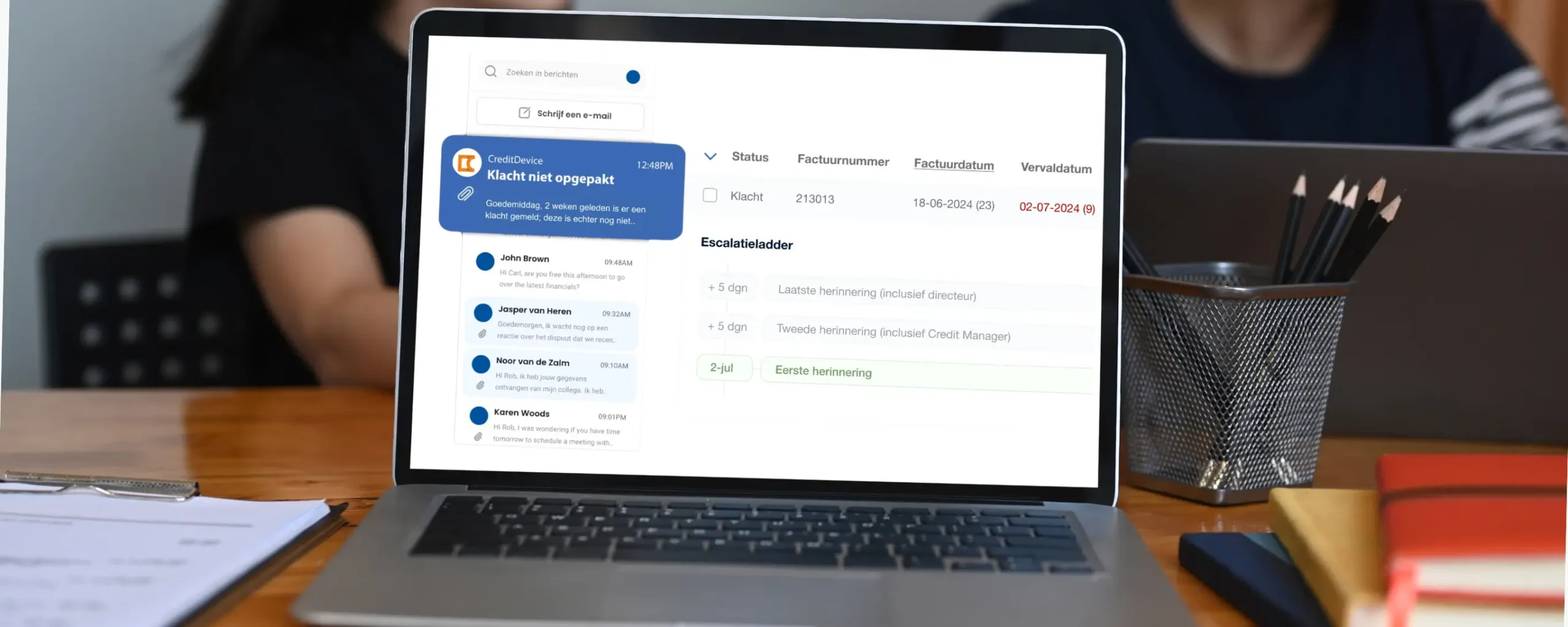 voorbeeld van een niet opgepakte klacht in een mailbox