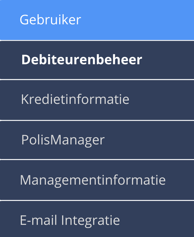 debiteurenbeheer in het menu van de software